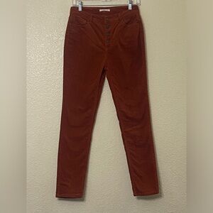 Orange Corduroy High-Waisted Jeans